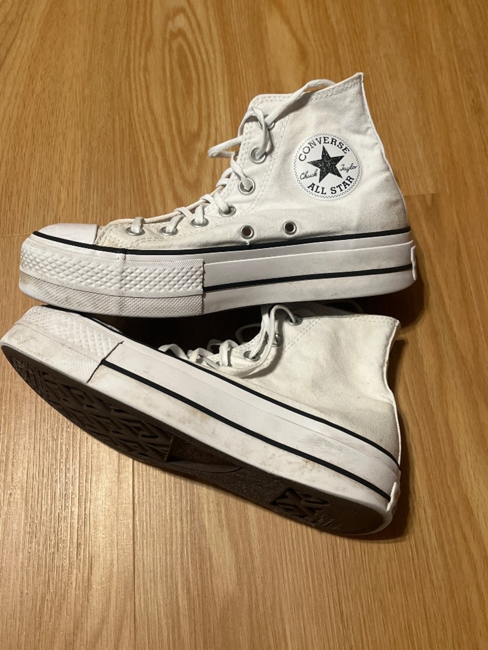 Converse All Star High Top White Platform Sneakers, size 6.5